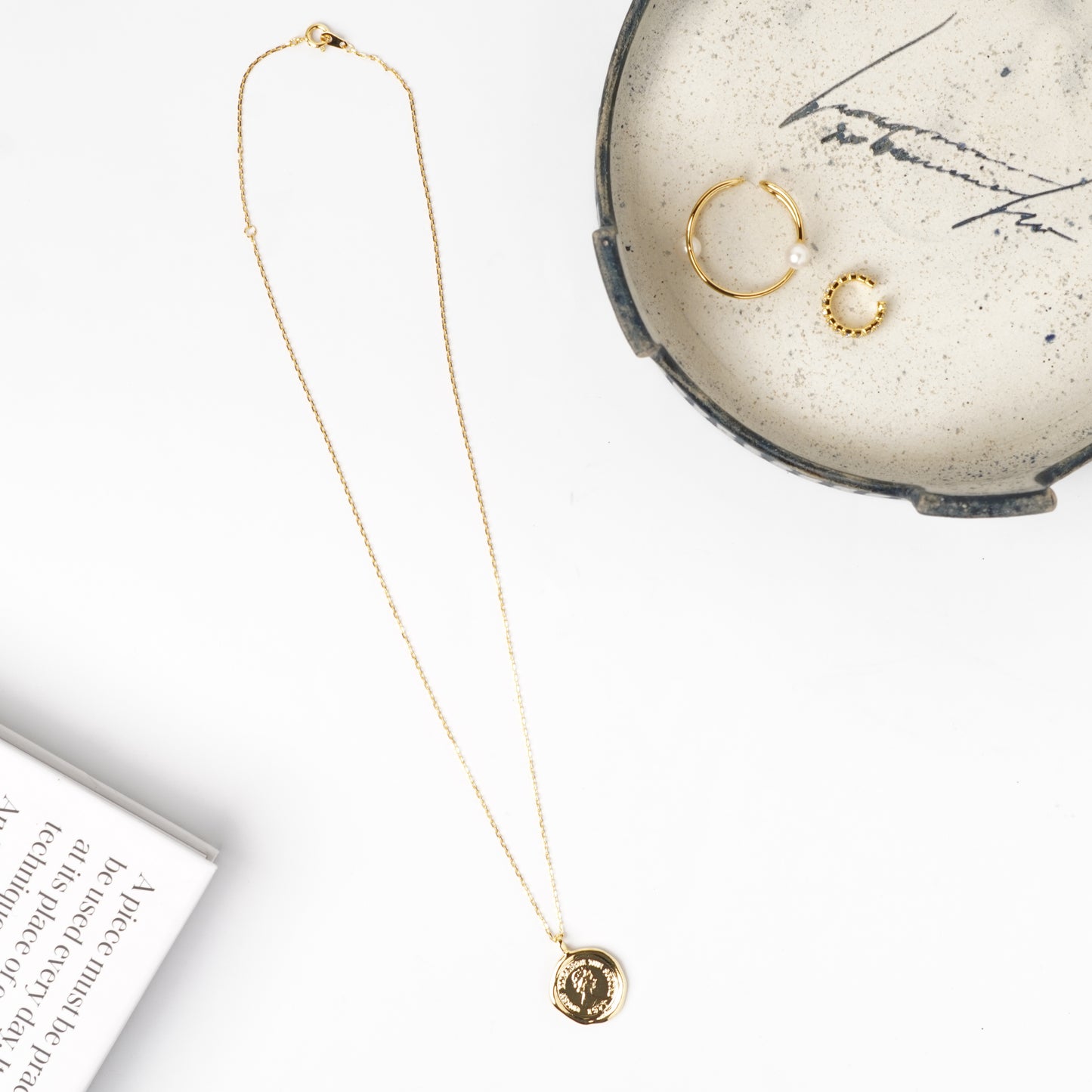 Coin Necklace - Nickel-Free Melting Coin Pendant, Sealing Stamp Design