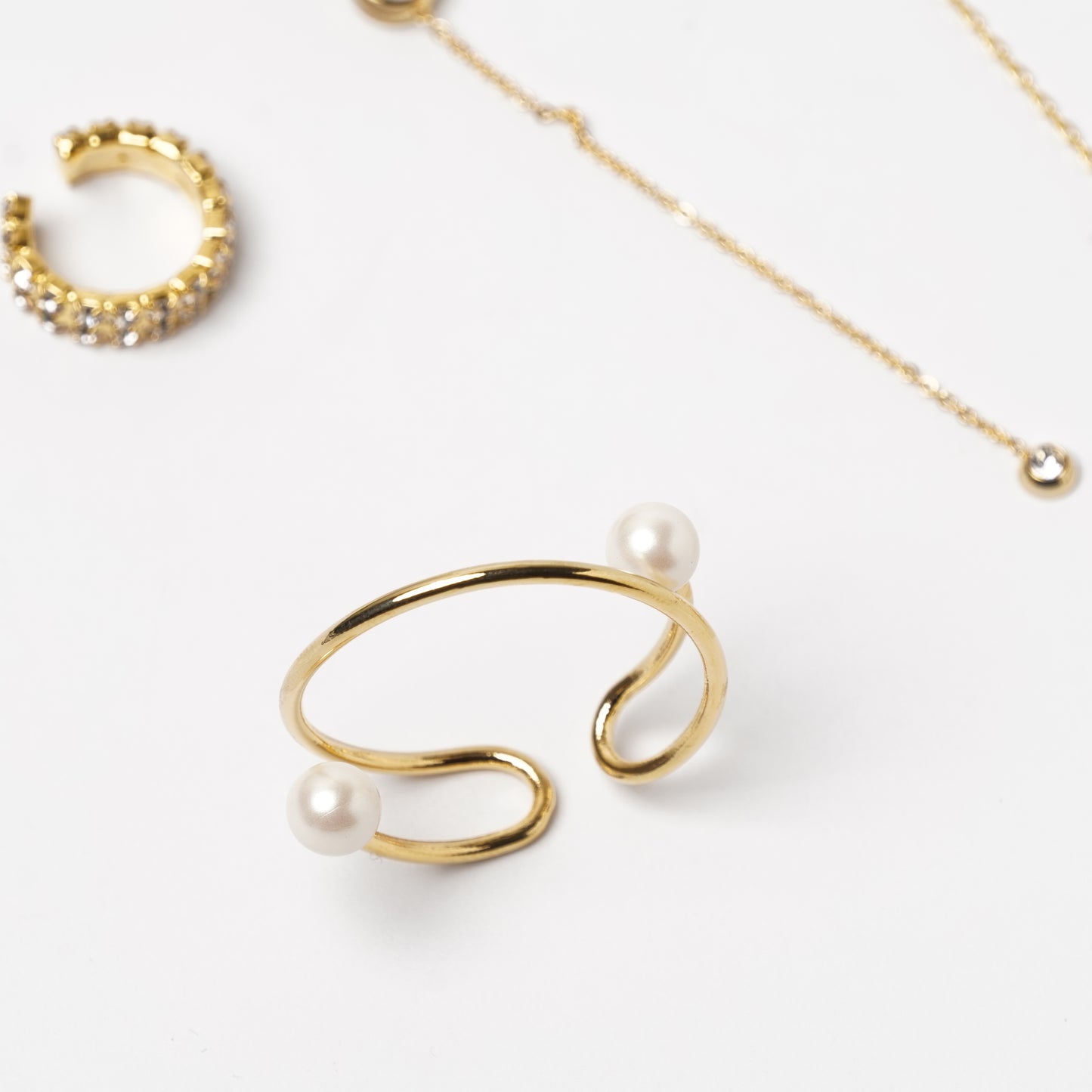 Galaxy Design Pearl Ear Cuff - Nickel Free