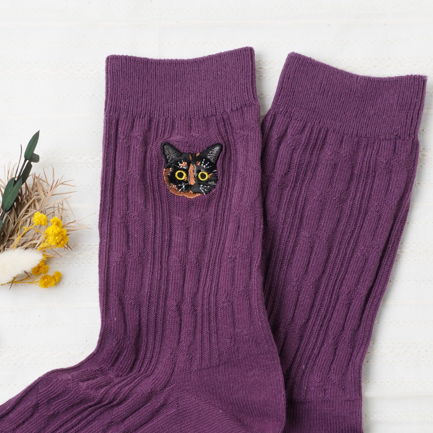 Cute Cat Socks L – Sabi Neko Embroidery