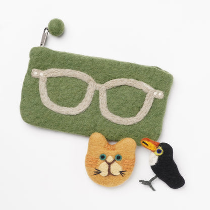 Wool Felt Glasses Pouch / Cosmetic Pouch / Pen Case