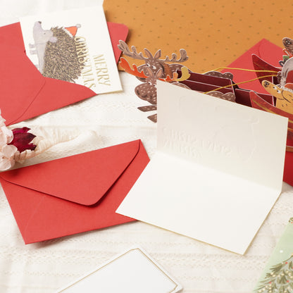 Japanese Mini Christmas Card – Cute Cat with Santa Hat, Kawaii Holiday Greeting from Japan