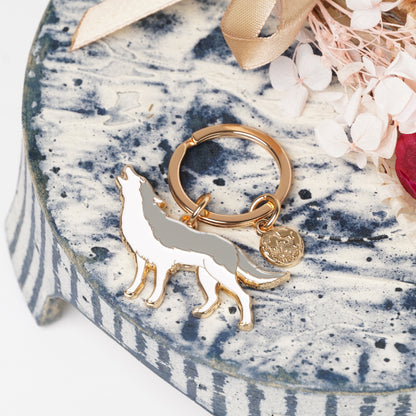 Animal Key Ring with Mini Charm Wolf