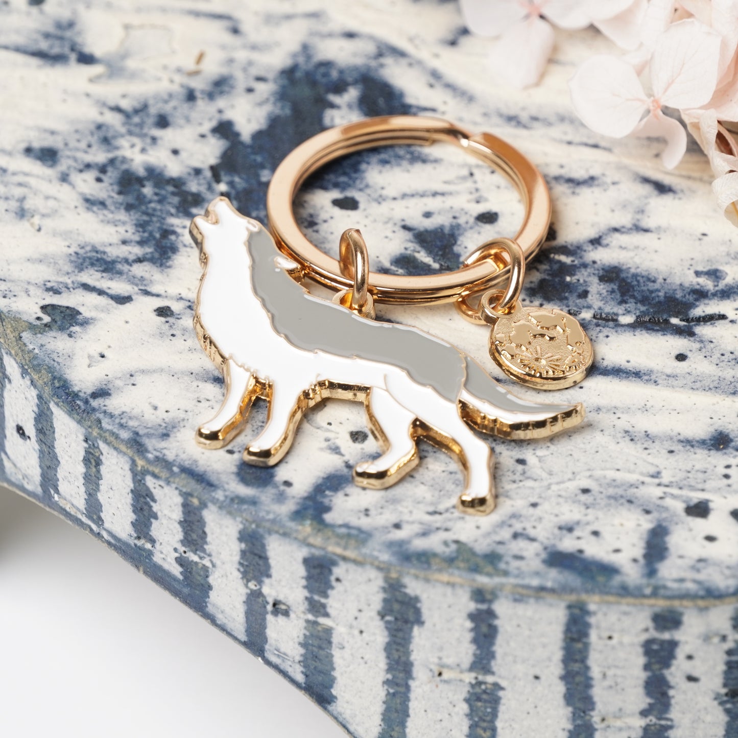 Animal Key Ring with Mini Charm Wolf