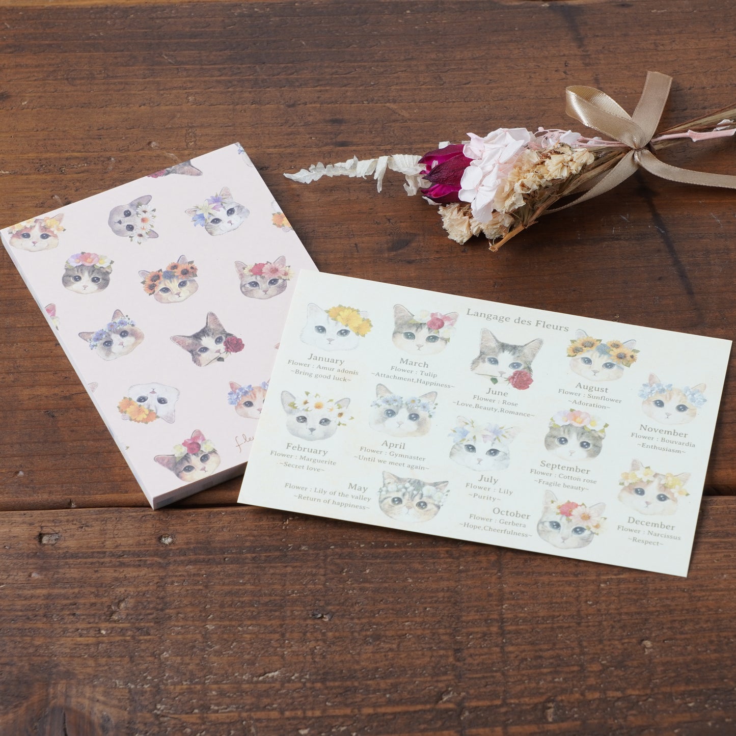 Postcard - Cat "fleurs & chats"