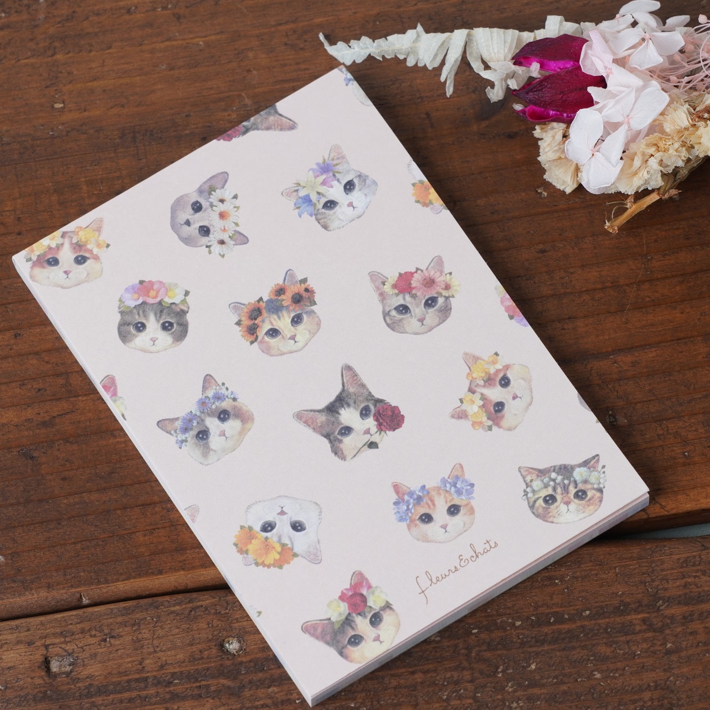 Memopad Cat "fleurs & chats ~flower ~"