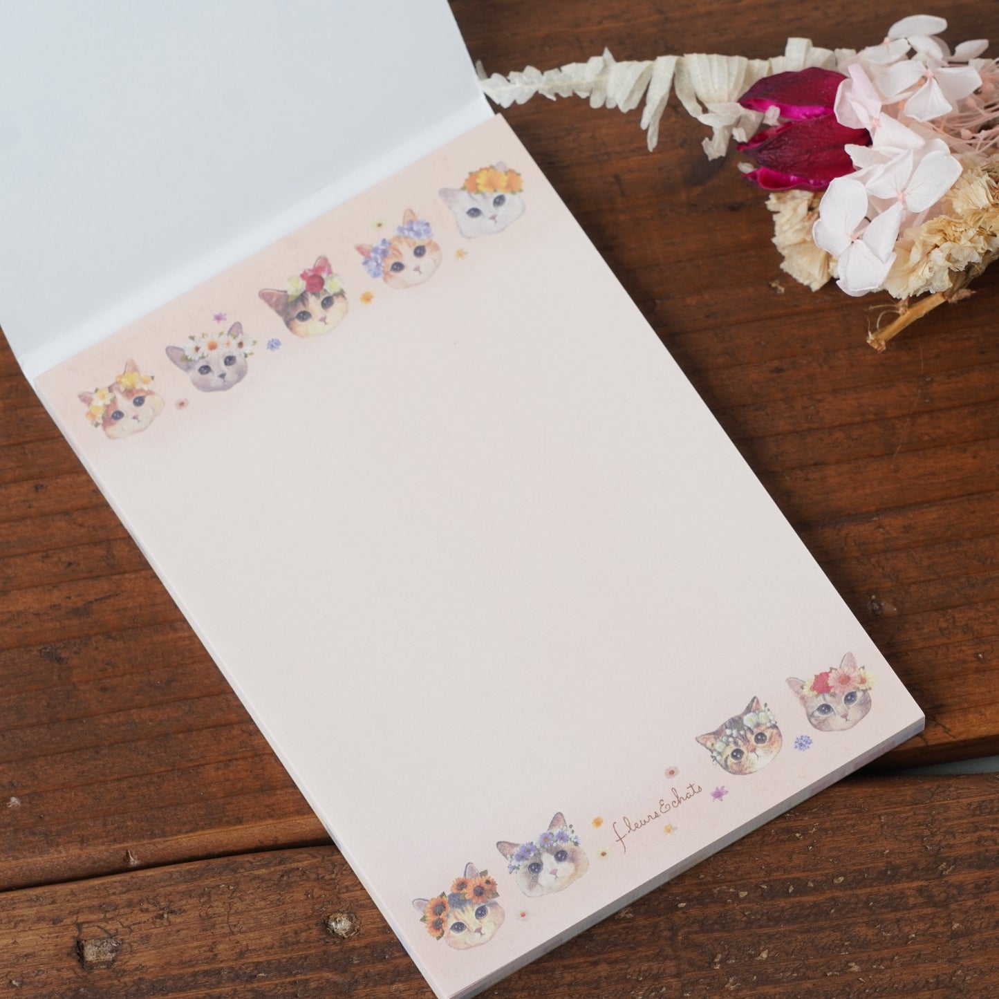 Memopad Cat "fleurs & chats ~flower ~"
