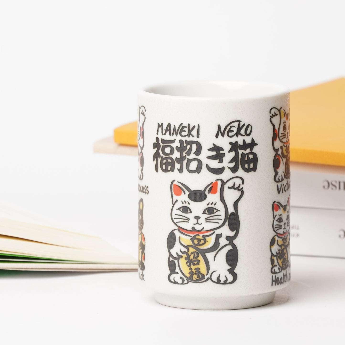 Tea Cup Maneki Neko (Lucky Cat) - Authentic Japanese Yunomi