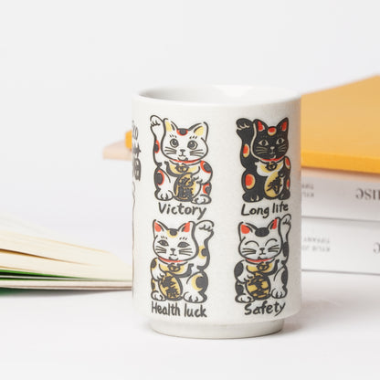 Tea Cup Maneki Neko (Lucky Cat) - Authentic Japanese Yunomi