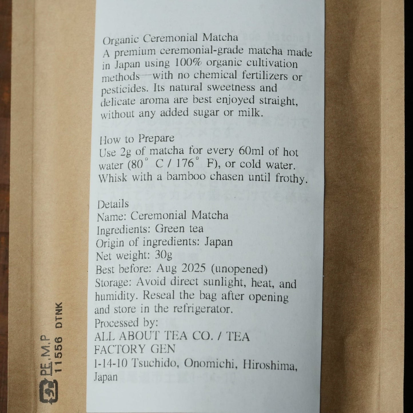 Ceremonial Grade Matcha - Organic Premium Green Tea Powder by TEA FACTORY GEN 30g/1.06 oz