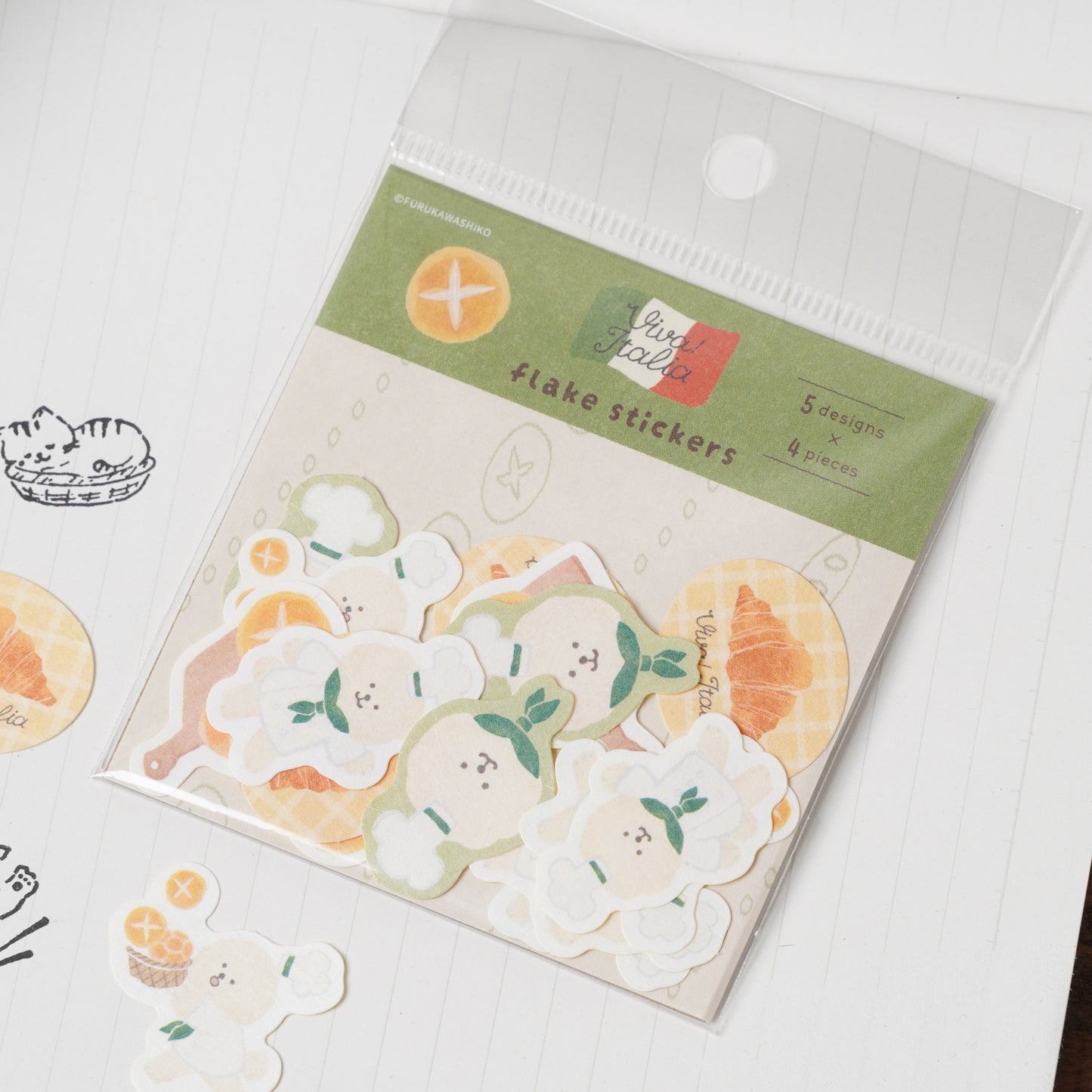 Washi Flake Sticker - Viva! Italia Series Bread and Dog