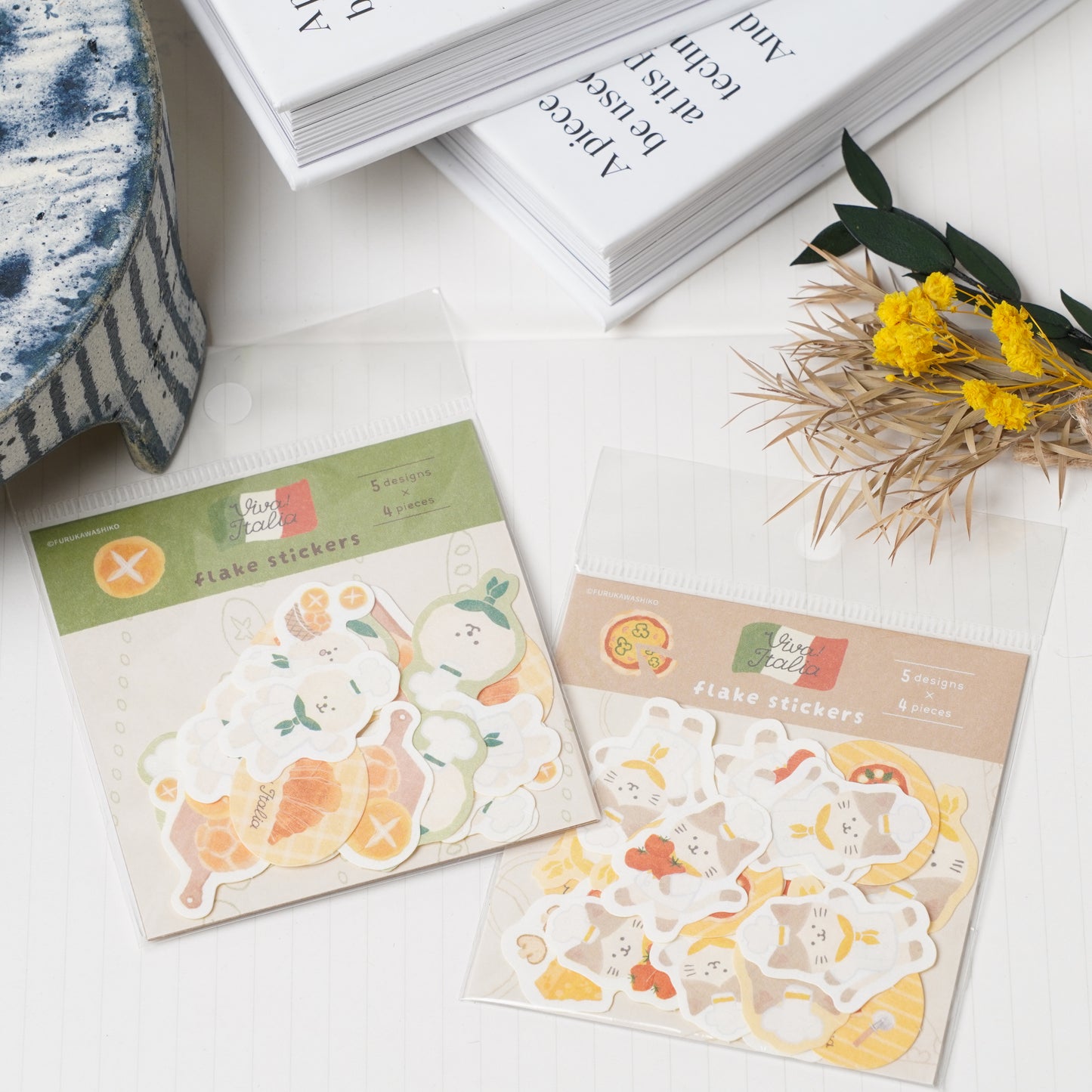 Washi Flake Sticker - Viva! Italia Series Bread and Dog