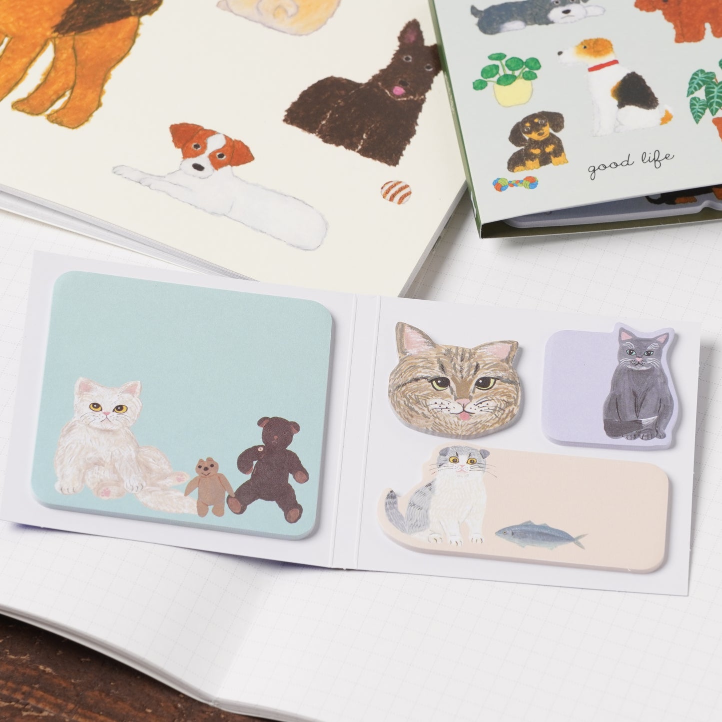 Cat and Dog Book-Style Sticky Note by Kahoko Sodeyama