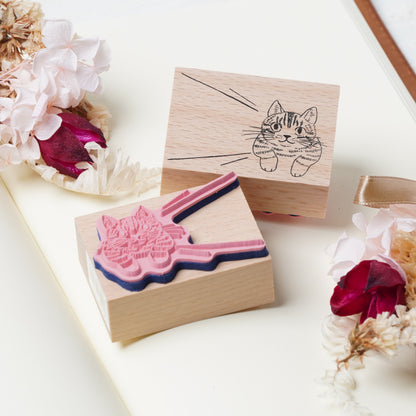 Wooden Stamp - Speech Bubble Cat