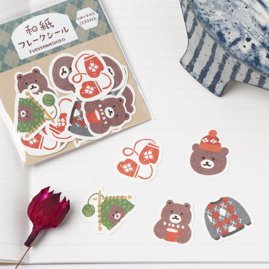 Washi Flake Stickers - Bear