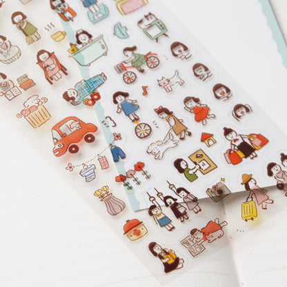 Watashi Biyori Daily Clear Stickers - My Life