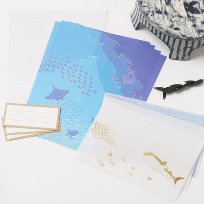 TSUTSUMU Scenic Letter Set - Sea and Fish