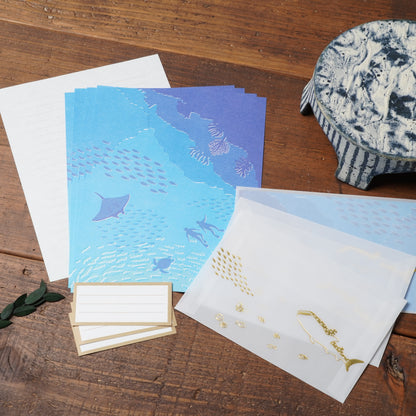 TSUTSUMU Scenic Letter Set - Sea and Fish