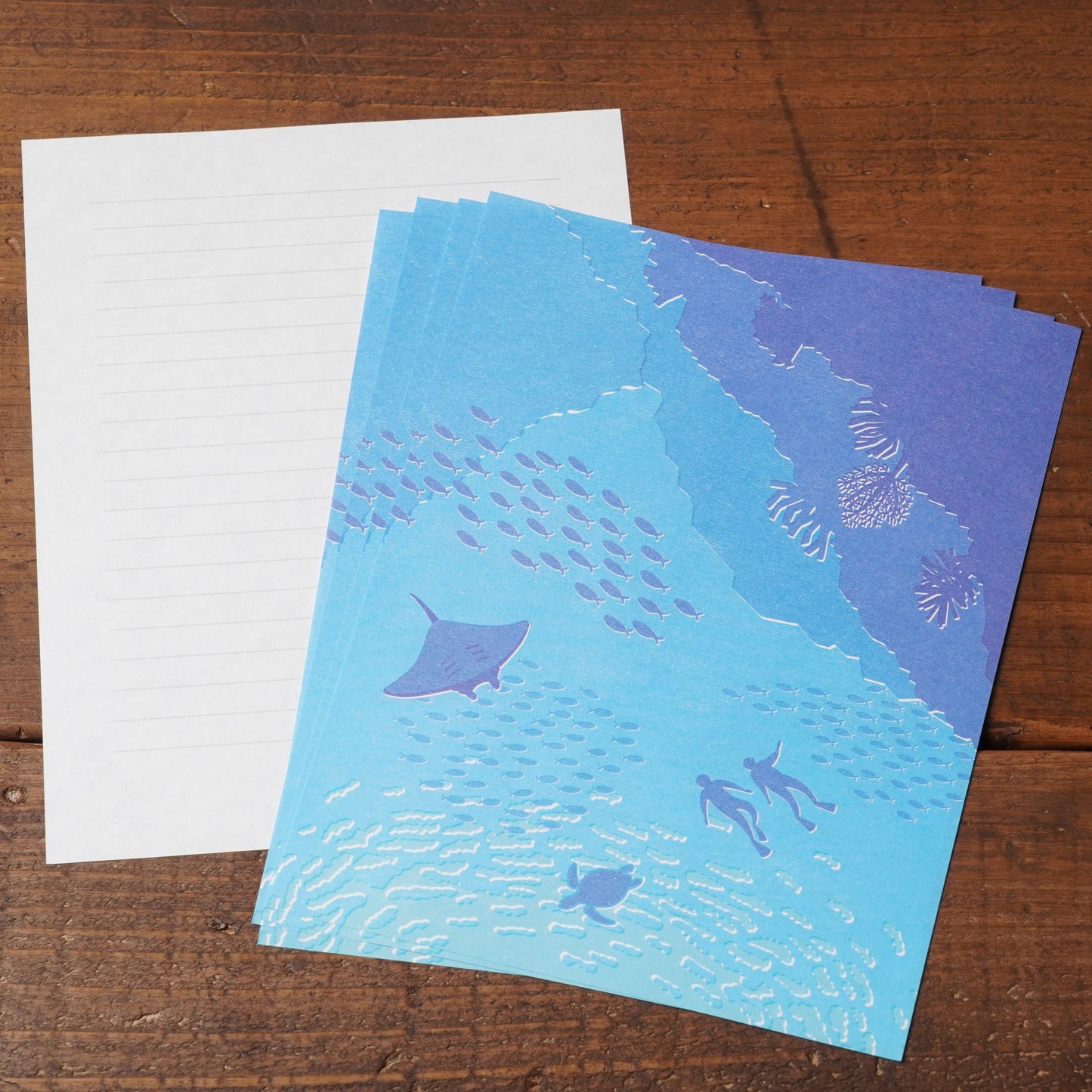 TSUTSUMU Scenic Letter Set - Sea and Fish