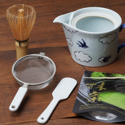 cha × kosu Matcha Sifter & Porcelain Spatula Set