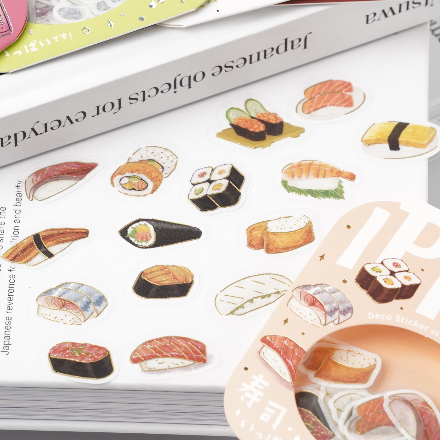 Foil-Stamped Washi Flake Sticker - Sushi