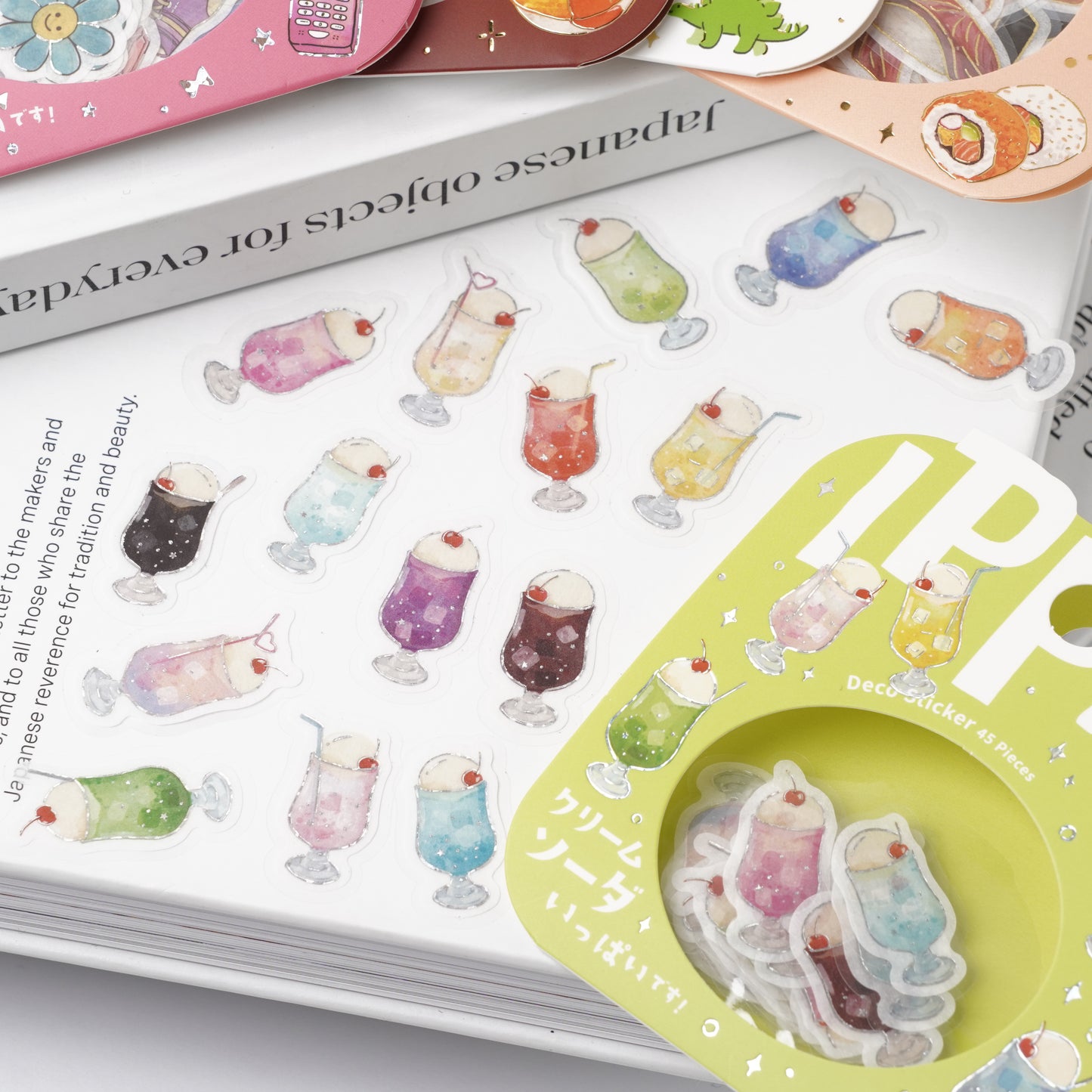 Foil-Stamped Washi Flake Sticker - Cream Soda