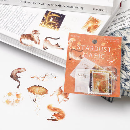 Foil-Stamped Clear Flake Stickers "Stardust Magic" -Saturn