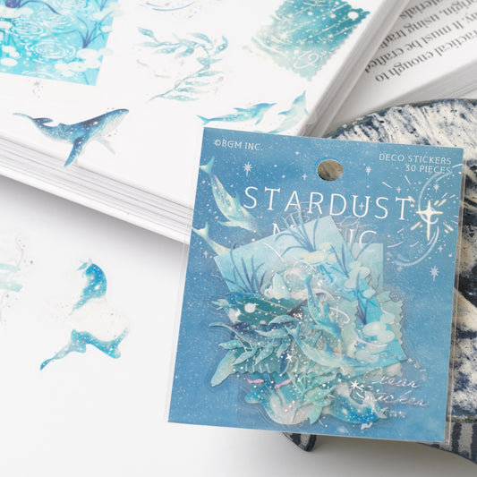 Foil-Stamped Clear Flake Stickers "Stardust Magic" -Earth