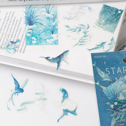 Foil-Stamped Clear Flake Stickers "Stardust Magic" -Earth