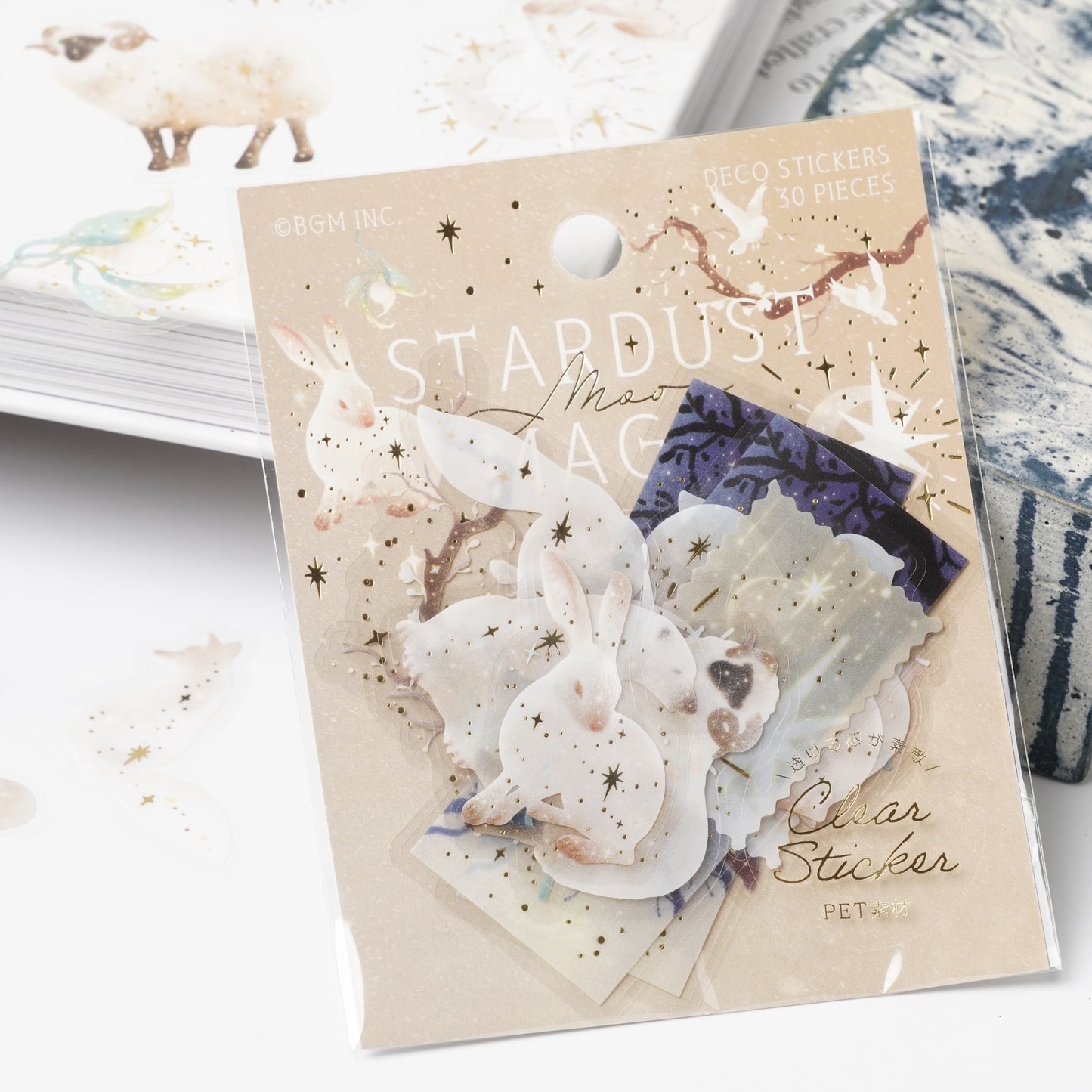 Foil-Stamped Clear Flake Stickers "Stardust Magic" - Moon