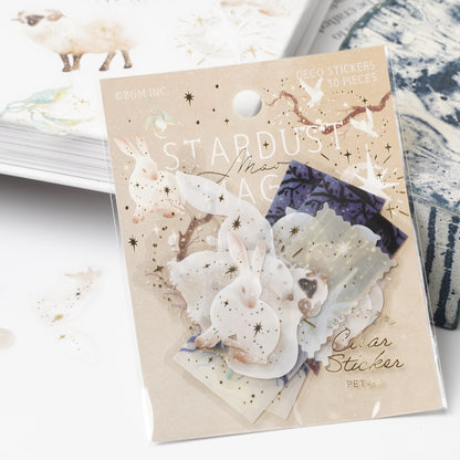 Foil-Stamped Clear Flake Stickers "Stardust Magic" - Moon