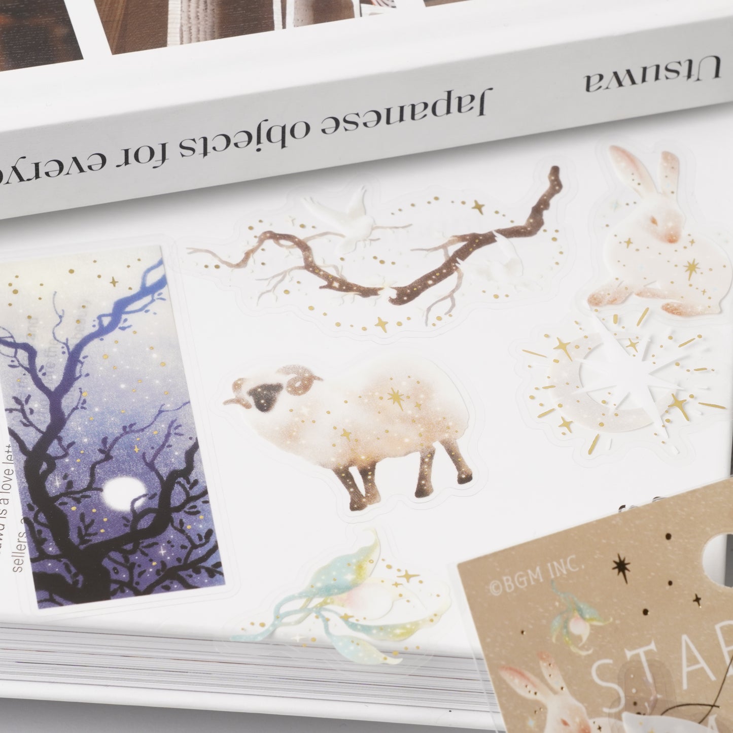 Foil-Stamped Clear Flake Stickers "Stardust Magic" - Moon