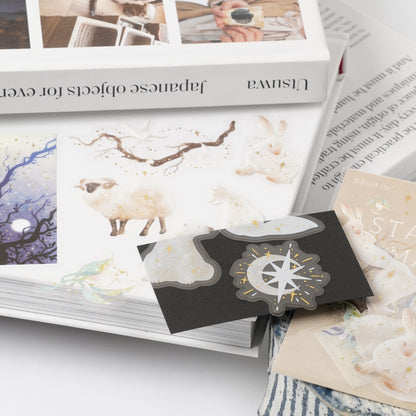 Foil-Stamped Clear Flake Stickers "Stardust Magic" - Moon