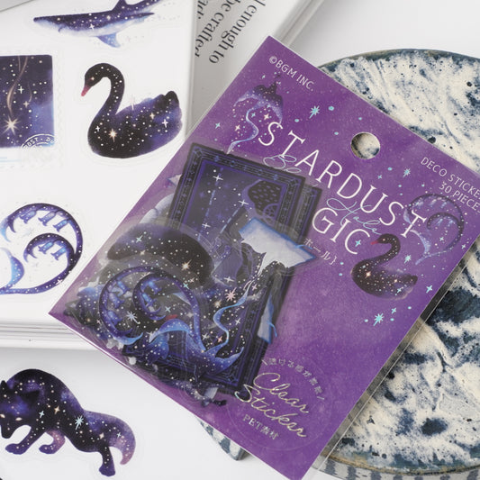 Foil-Stamped Clear Flake Stickers "Stardust Magic" - Black Hole