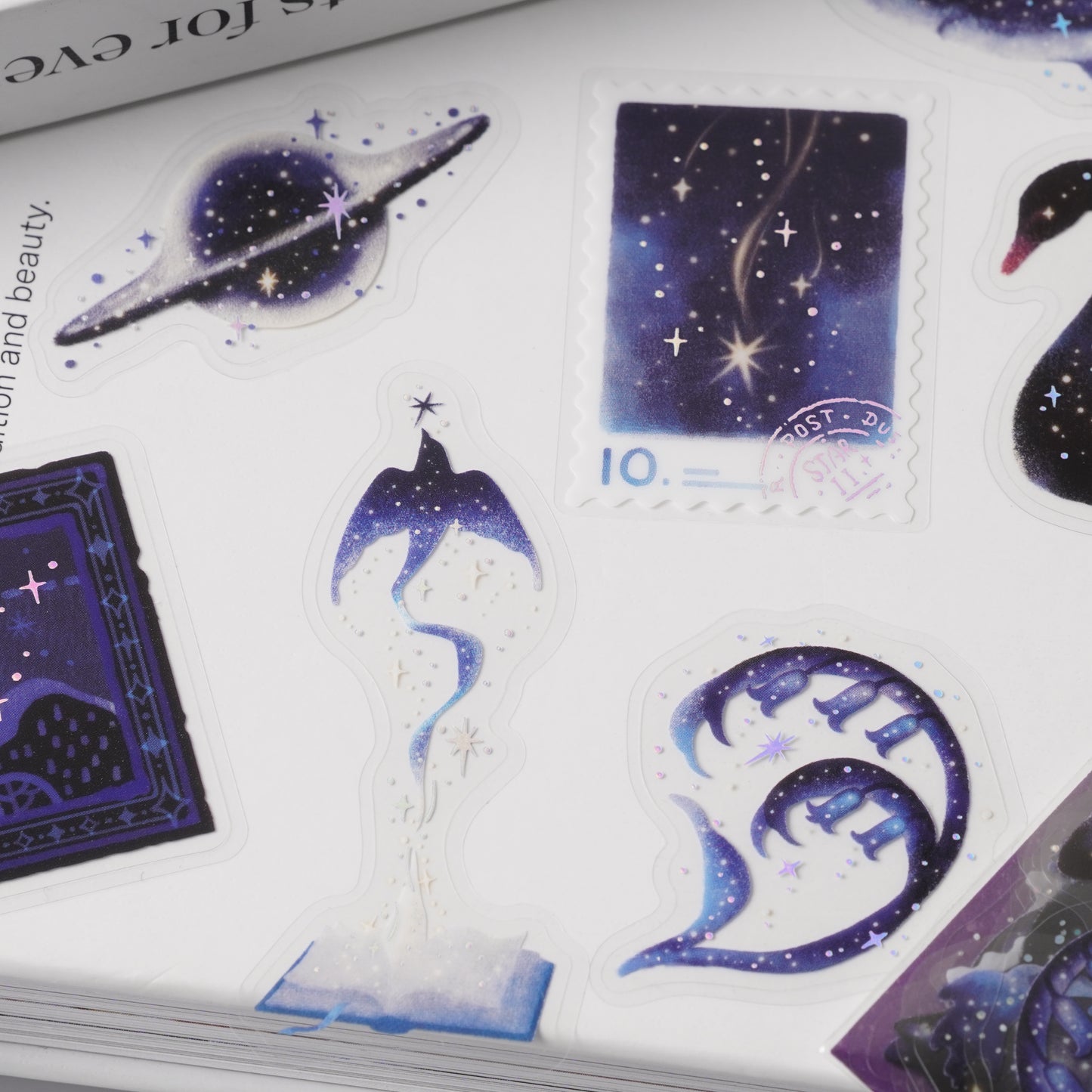 Foil-Stamped Clear Flake Stickers "Stardust Magic" - Black Hole