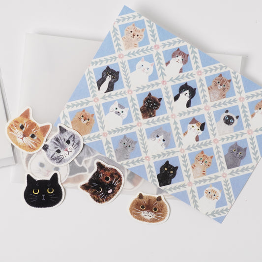 Cat Face Flake Stickers