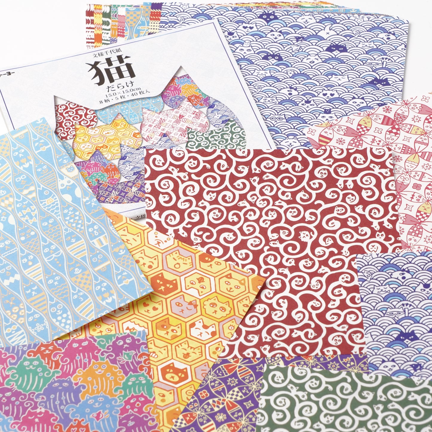 Cat Pattern Chiyogami Origami Paper