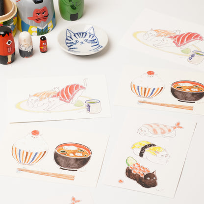 Tocoro Comugi Postcard – Cute Cats and Dreamy Scenes(Osushi & Ikura)