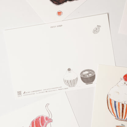 Tocoro Comugi Postcard – Cat & Japanese Breakfast Illustration