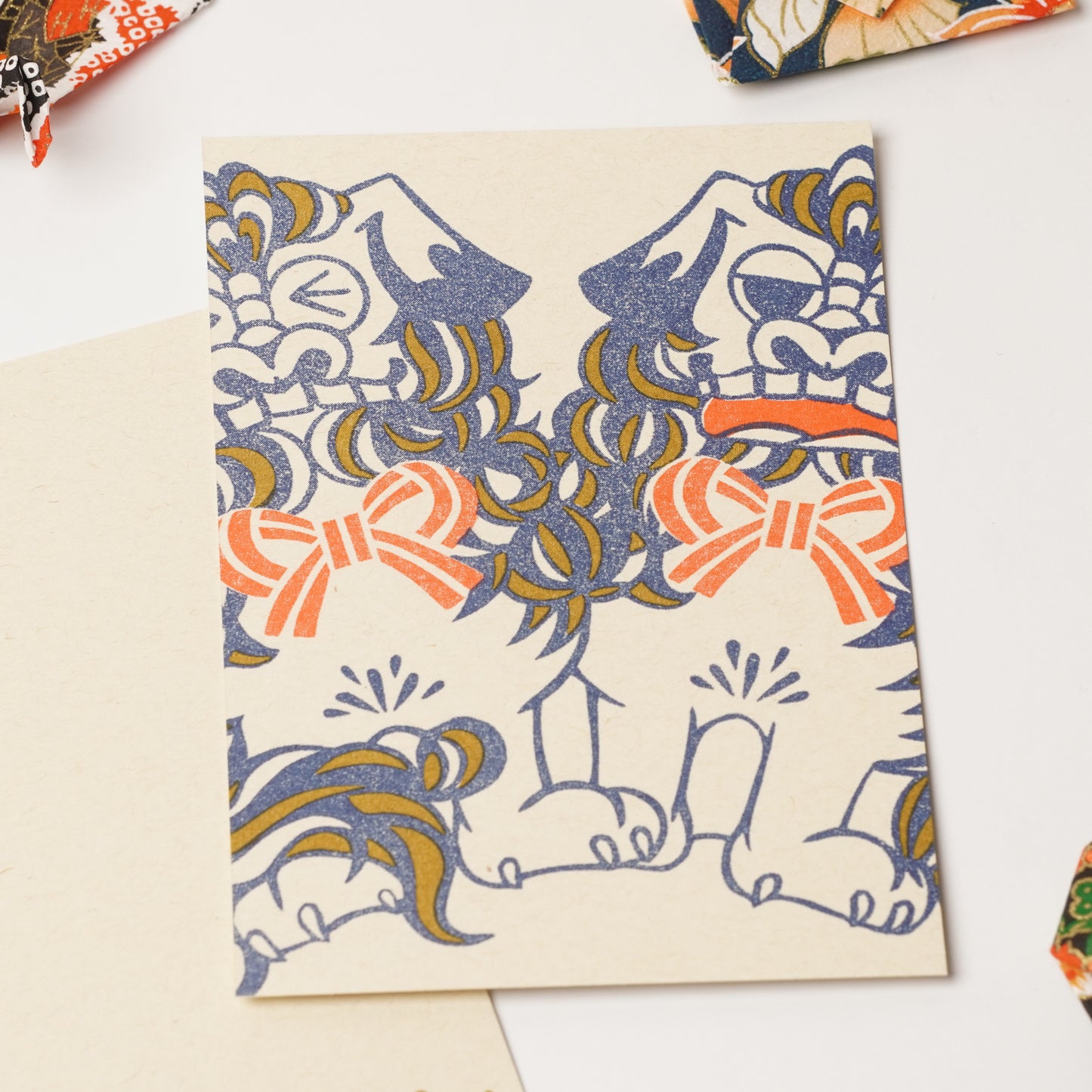 Morikanae Umeya Rubber Stamp Print postcard - Shisa
