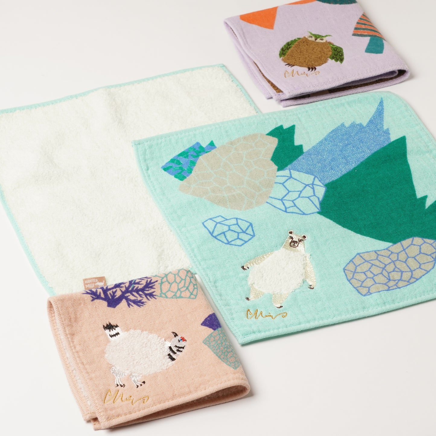 【moritaMiW】Fluffy Animal Handkerchief Hand Towel Size - Bear
