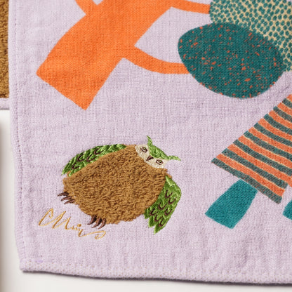 Fluffy Animal Handkerchief Hand Towel Size - Owl