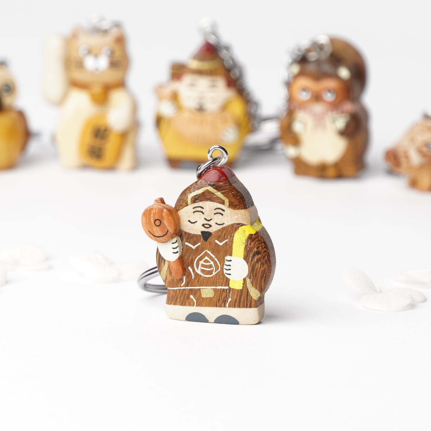 Handcrafted Wooden Daikoku Key Ring – Japanese Lucky Charm for Prosperity