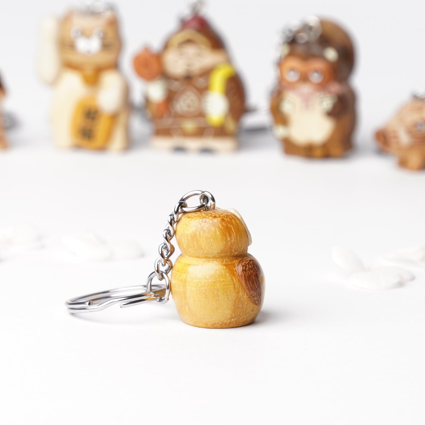 Handcrafted Wooden Owl Key Ring – Japanese Lucky Charm for Wisdom & Good Fortune