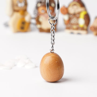 Handcrafted Wooden Daruma Key Ring – Japanese Good Luck Charm for Goals & Perseverance