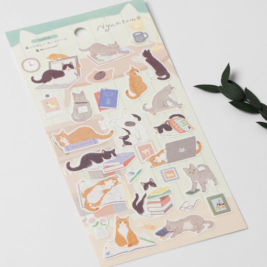 Nyantomo Cat Sticker Sheet - Washi Paper Stickers