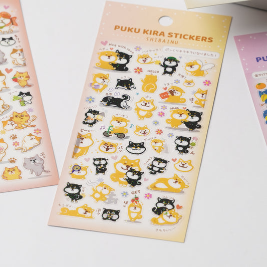Puku-Kira Glitter Stickers - Dog