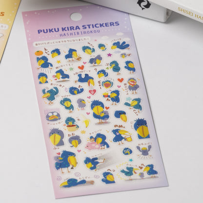 Puku-Kira Glitter Stickers - Shoebill