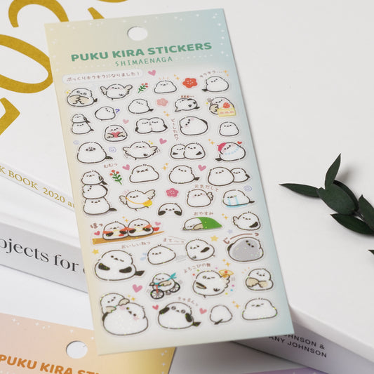 Puku-Kira Glitter Stickers - Long-tailed Tit