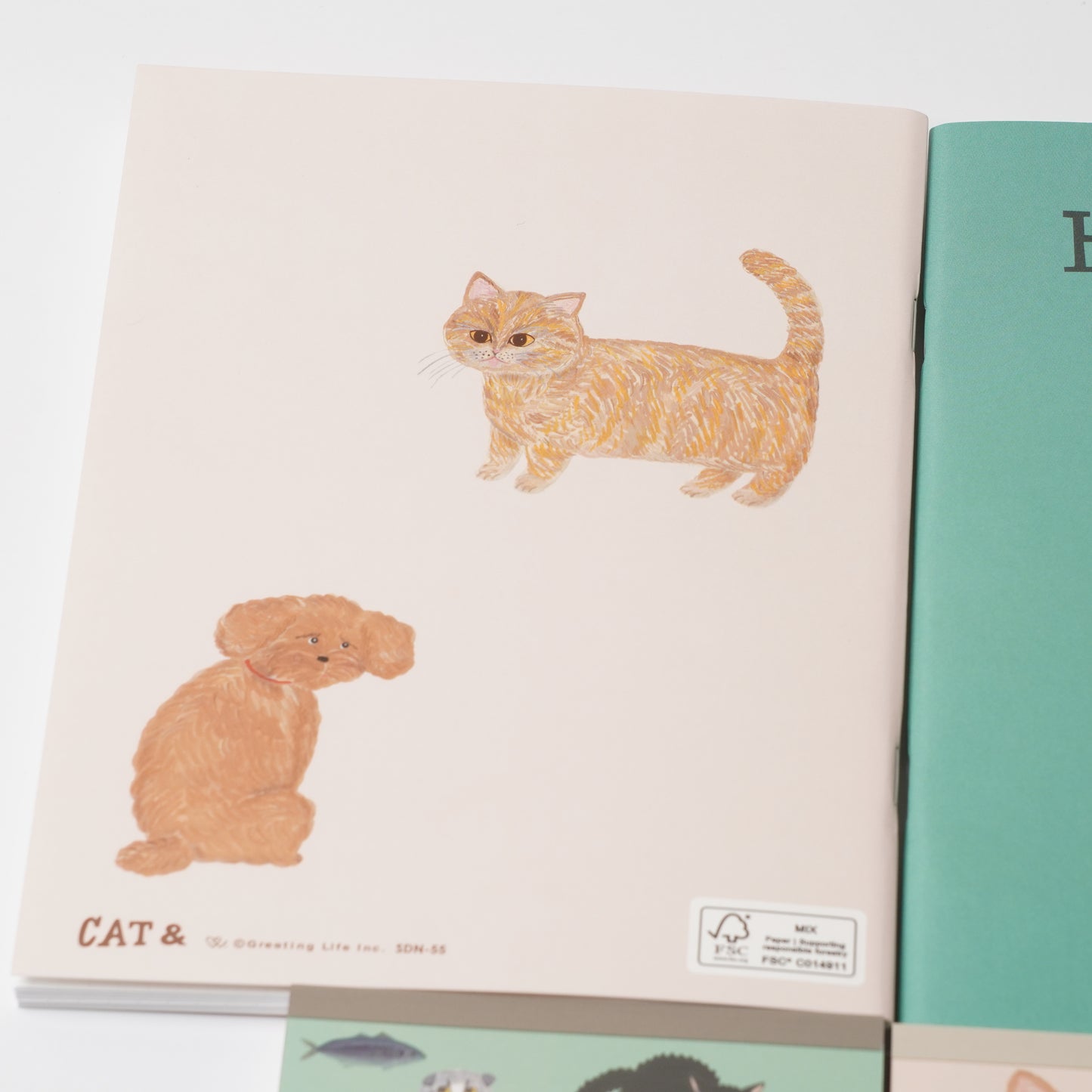 Cat & A5 Grid Notebook - Beige