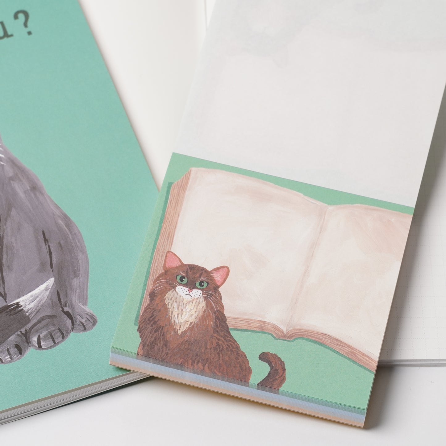 Cat & Memo Pad - Green